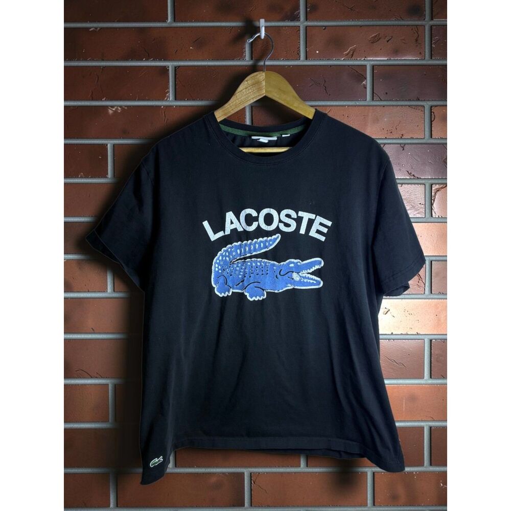 Lacoste Men’s 3XL Black Big Crocodile Graphic T Shirt Regular Fit Logo Tee